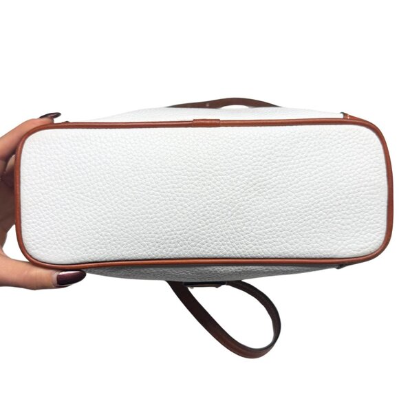 Dooney & Bourke Pebble Grain Leather Crossbody – White/Cream w/ Tan Trim, Like N - Picture 10 of 16